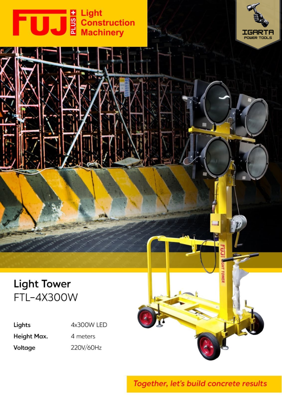 FUJI PLUS FTL-4X300W Light Tower – 4×300W LED, 4m Height