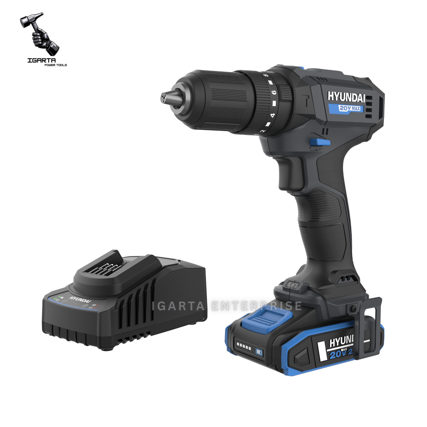Hyundai 20V Cordless Hammer Drill Set – HD20S-50TT