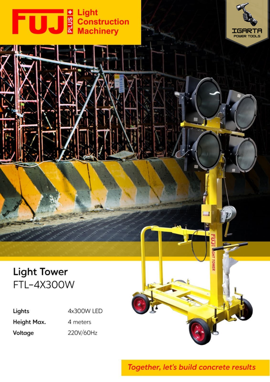 FUJI PLUS FTL-4X300W Light Tower – 4×300W LED, 4m Height