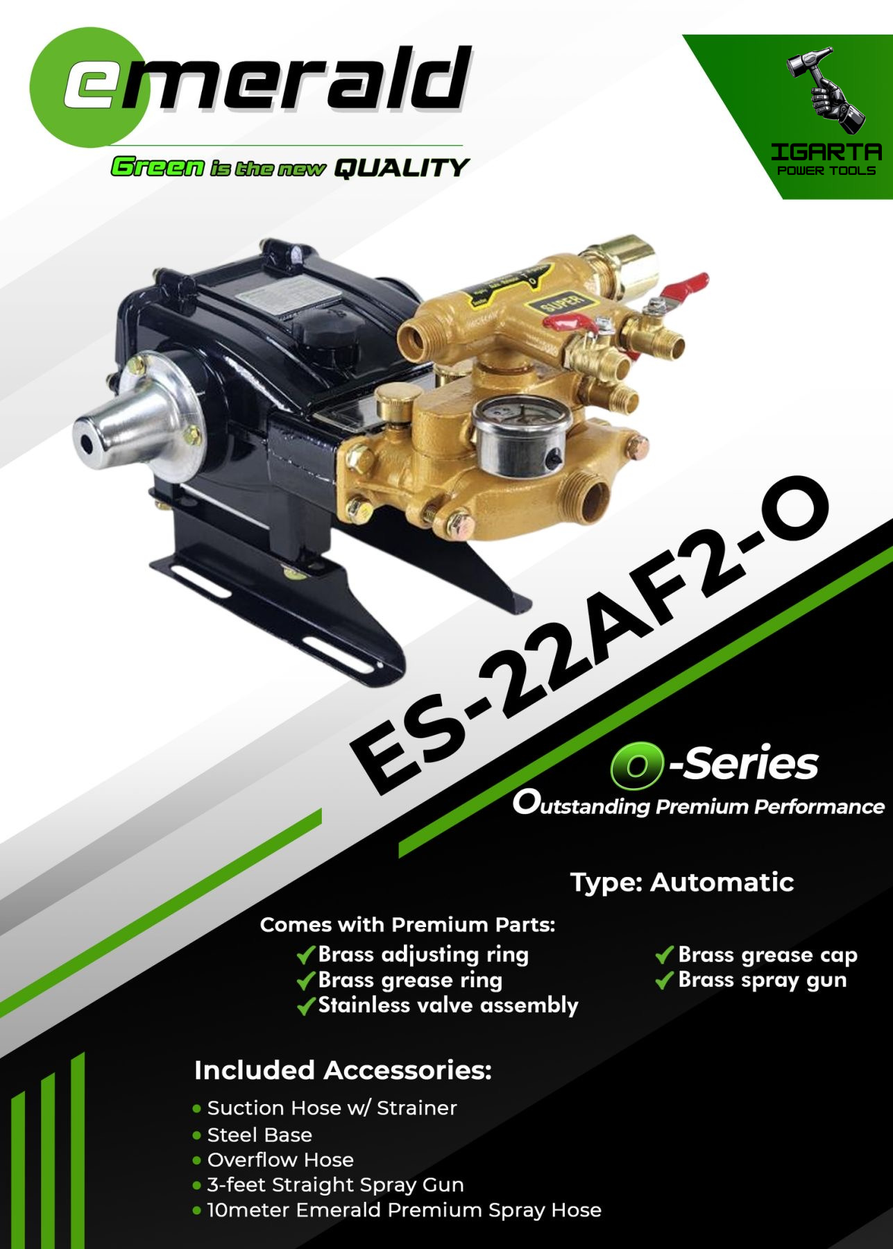 Emerald O Series Power Sprayer Head or Set – Black