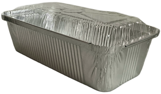 Aluminum Foil Loaf Pan with Plastic Cover - RE216 (8.5x4.5x2 Inches)