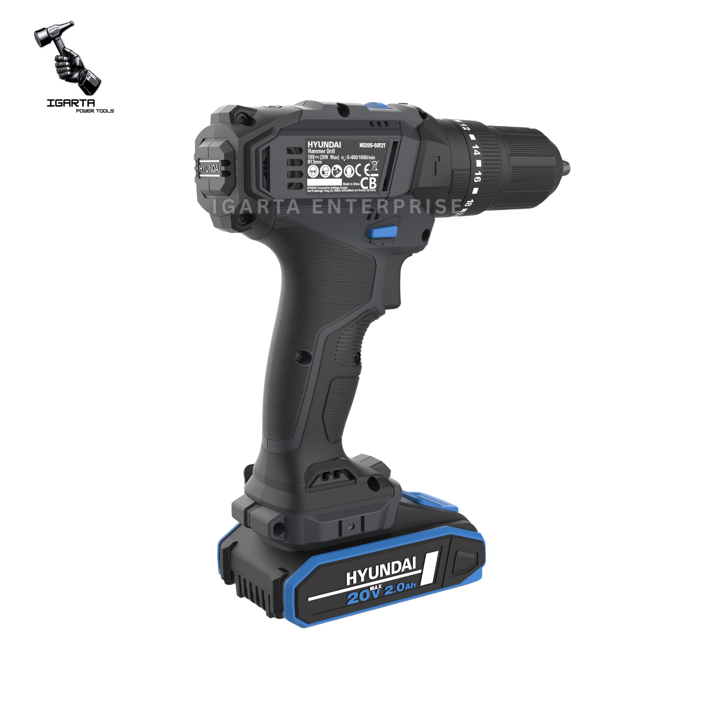 Hyundai 20V Cordless Hammer Drill Set – HD20S-50TT