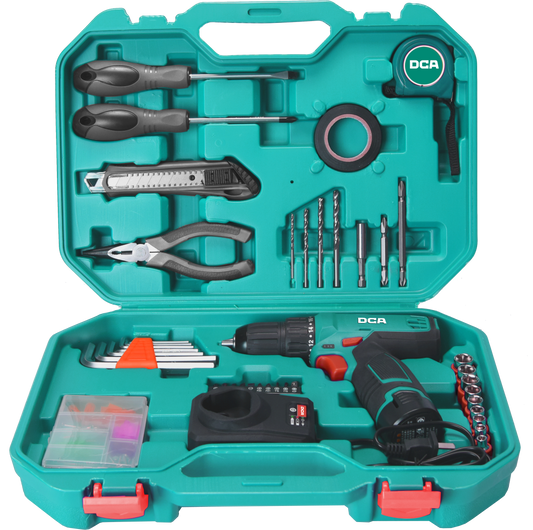 DCA ADJZ1202i TD 12V Cordless Driver/Hammer Drill Set, 150W, 2.0Ah Battery