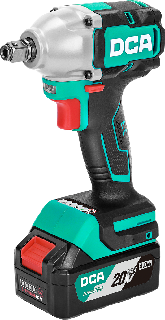 DCA ADPB318 EDM NEW 20V Cordless Brushless Impact Wrench, 420W 2‑in‑1