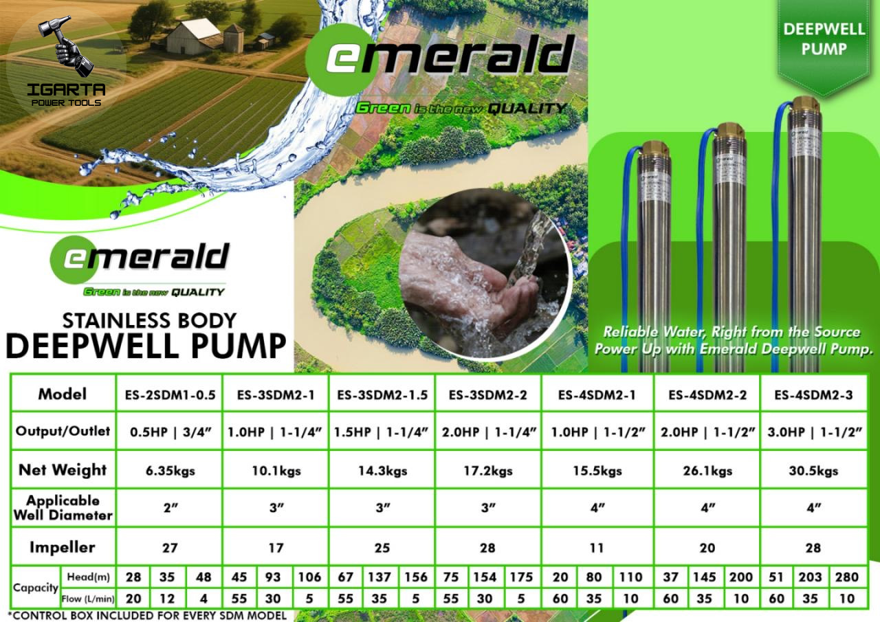 Emerald Screw Type Stainless Body Deepwell Pump