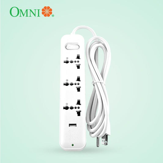 Omni Travel Extension Cord 3 Gang with 1 or 3 USB Outlet and Switch USB 301 or USB 303