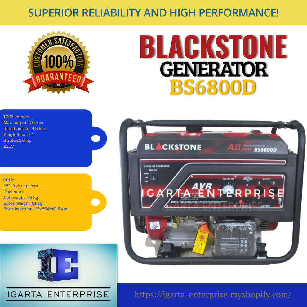 Blackstone Generator BS6800D Igarta Enterprise Power Tools And Home